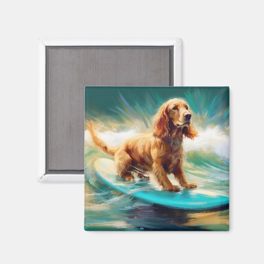 Aimant Cocker Spaniel Beach Surf Peinture (Recto/Verso)