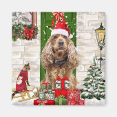 Aimant Cocker Spaniel Chien Noël (Devant)
