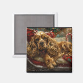 Aimant Cocker Spaniel Chien Noël Festif (Recto/Verso)