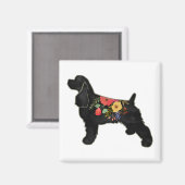 Aimant Cocker Spaniel Chien race Selle Florale Bohémienne (Recto/Verso)