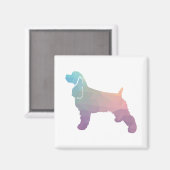 Aimant Cocker Spaniel Chien Silhouette Motif géométrique  (Recto/Verso)
