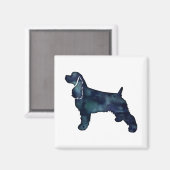 Aimant Cocker Spaniel Chien Silhouette Noir Aquarelle (Recto/Verso)