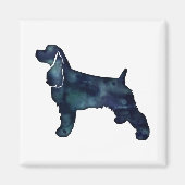 Aimant Cocker Spaniel Chien Silhouette Noir Aquarelle (Devant)