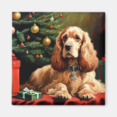 Aimant Cocker Spaniel Christmas (Devant)