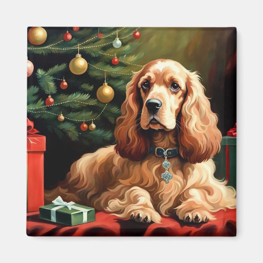 Aimant Cocker Spaniel Christmas (Devant)