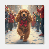 Aimant Cocker Spaniel Christmas Parade Holiday Painting (Devant)