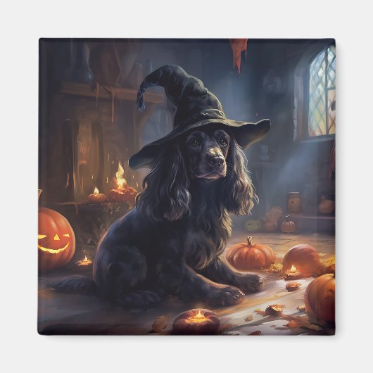 Aimant Cocker Spaniel Citrouilles Halloween effrayant (Devant)