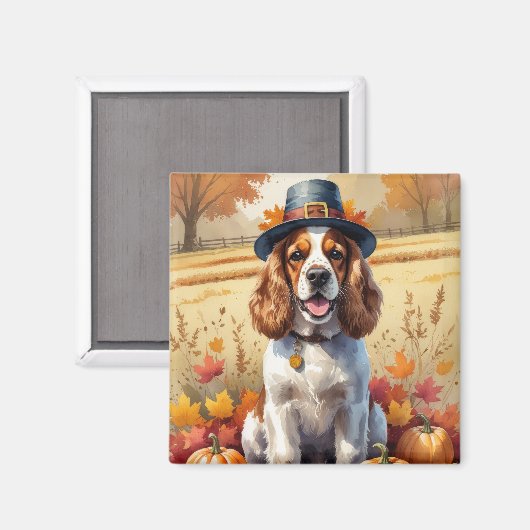 Aimant Cocker Spaniel Dans Les Feuilles D'automne Art De  (Recto/Verso)