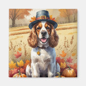 Aimant Cocker Spaniel Dans Les Feuilles D'automne Art De  (Devant)