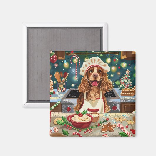 Aimant Cocker Spaniel Gîtes : Noël Festif (Recto/Verso)