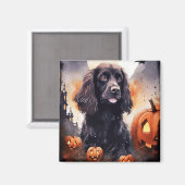 Aimant Cocker Spaniel Halloween avec citrouilles  (Recto/Verso)