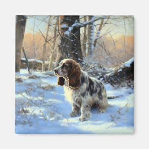 Aimant Cocker Spaniel Laissez tomber la neige Noël