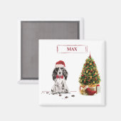 Aimant Cocker Spaniel Noël drôle Chien avec Arbre (Recto/Verso)