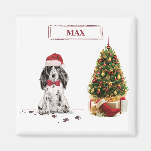 Aimant Cocker Spaniel Noël drôle Chien avec Arbre (Devant)