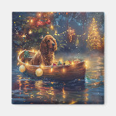 Aimant Cocker Spaniel Noël Festive Voyage (Devant)