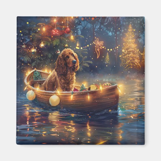 Aimant Cocker Spaniel Noël Festive Voyage (Devant)