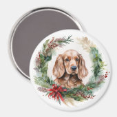 Aimant Cocker Spaniel Noël Wreath Festive Pup (Recto/Verso)