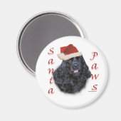 Aimant Cocker Spaniel (noir) Père Noël Paws (Recto/Verso)