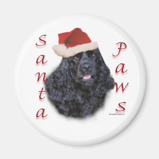 Aimant Cocker Spaniel (noir) Père Noël Paws (Devant)