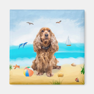 Aimant Cocker Spaniel sur la plage