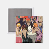 Aimant Cocktail Art déco vintage à la discothèque (Recto/Verso)