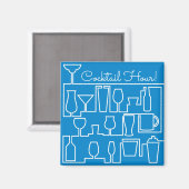 Aimant Cocktail bleu (Recto/Verso)