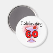 Aimant Cocktail célébrant 60 t-shirts et cadeaux (Recto/Verso)