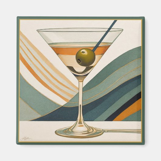 Aimant Cocktail Martini Design Milieu du XXe Siècle (Devant)