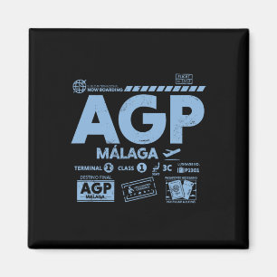 Aimant Code aéroport Agp Malaga Vintage Voyage Jour Rétro
