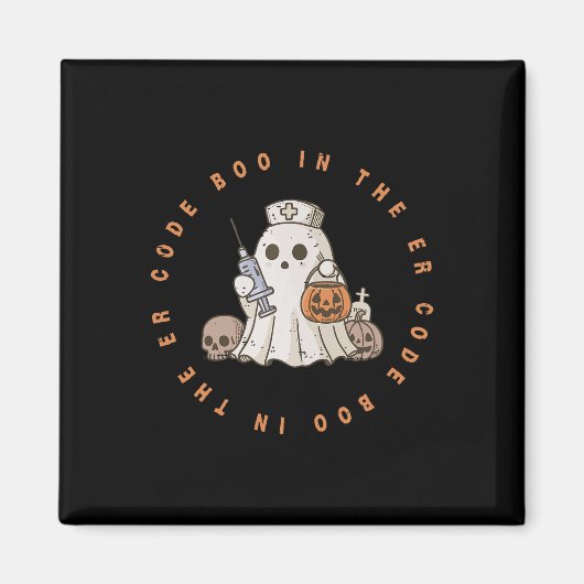 Aimant Code Boo Dans L'Er Nurse Halloween Cute Ghost Spoo (Devant)