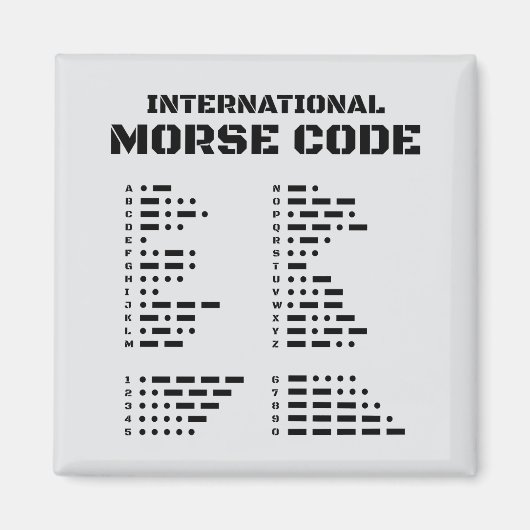 Aimant Code Morse international A-Z 0-9 (Devant)
