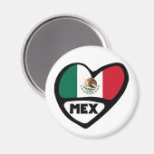 Aimant Code pays de Mexique Drapeau Cœur, MEX (Recto/Verso)