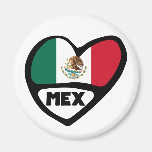 Aimant Code pays de Mexique Drapeau Cœur, MEX (Devant)