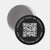 Aimant Code QR | Black Modern Minimaliste Round (Recto/Verso)