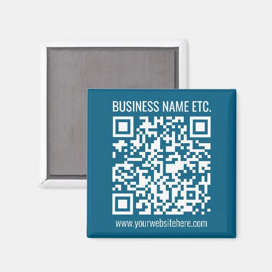 Aimant Code QR bleu océan modifiable (Recto/Verso)