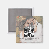 Aimant code QR de réponse élégant mariage photo délavée (Recto/Verso)