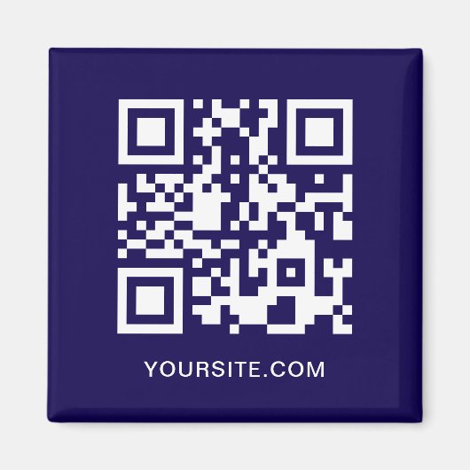 Aimant Code QR de site Web bleu foncé et blanc Promo (Devant)
