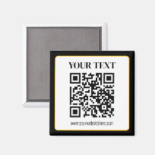 Aimant Code QR d'entreprise avec texte haut et bas, noir