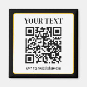 Aimant Code QR d'entreprise avec texte haut et bas, noir (Devant)