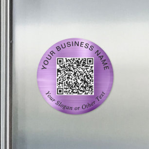 Aimant Code QR Entreprise Violet Promotionnel