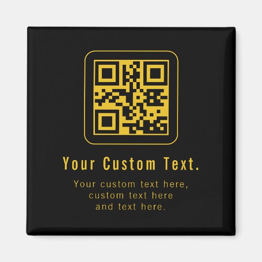 Aimant Code QR et modèle de texte modifiables | Noir et o (Devant)