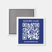 Aimant Code QR (généré instantanément) modifiable | Bleu (Recto/Verso)
