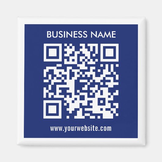 Aimant Code QR (généré instantanément) modifiable | Bleu (Devant)