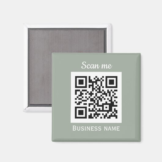Aimant Code QR Logo Professionnel Sage Green (Recto/Verso)