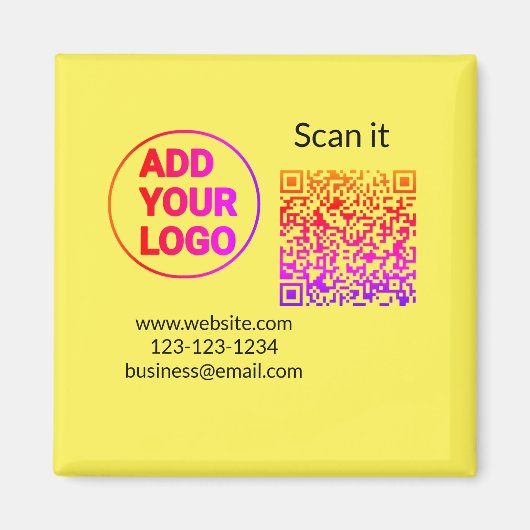 Aimant Code QR minimal simple ajouter un logo scanner nom (Devant)