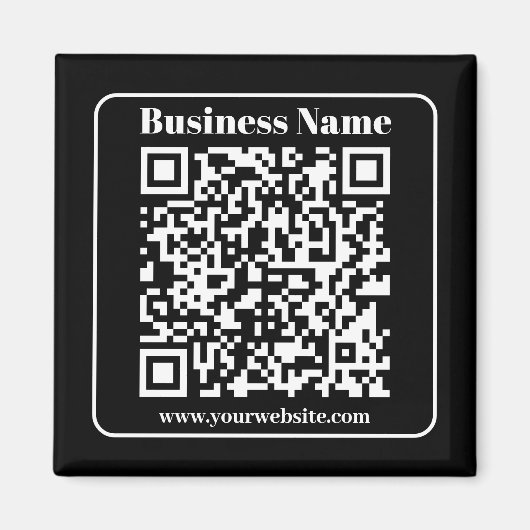 Aimant Code QR modifiable noir et blanc style moderne rét (Devant)