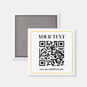 Aimant Code QR modifiable & Texte avec bordure jaune doré (Recto/Verso)