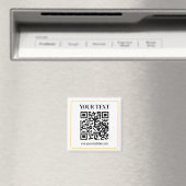 Aimant Code QR modifiable & Texte avec bordure jaune doré (In Situ (Lave-vaisselle))