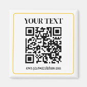 Aimant Code QR modifiable & Texte avec bordure jaune doré (Devant)