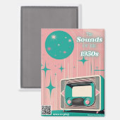 Aimant Code QR Musique des Années 50 Cadeau pour D (Recto/Verso)